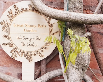 Personalised Rustic Wooden Garden Sign - Custom Engraved Plaque