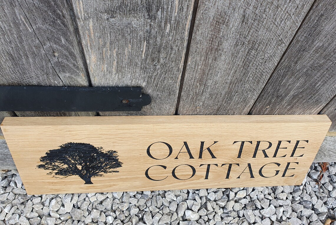 Large Address Sign Solid Oak Engraved and Filled With Black - Etsy