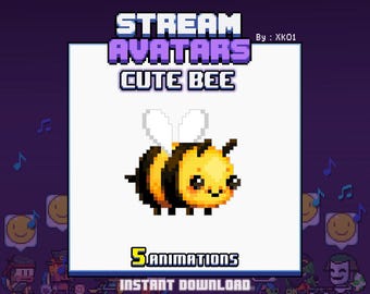 Cute Bee Stream Avatar, Chibi  cute Pixel Art bee for Twitch, Kick and YouTube | Stream Avatars | Stream Widget | stream pet
