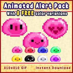 Animated Twitch Stream Alerts: Pixel Art Blob - 8 Color Variations