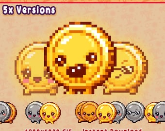 Cute pixel art Coins Donation Alerts, Tip Money Animated Overlay Assets, Twitch , YouTube, Facebook Kick Streamers