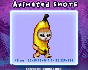 Pixel Art Banana Cat Animated Emote, Walk Emote, for Kick, Twitch, and ...