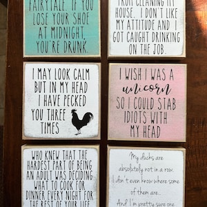 Small wood signs / Word blocks / Funny sayings