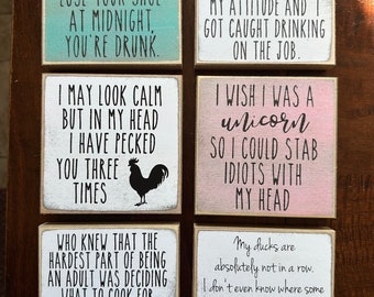 Small wood signs / Word blocks / Funny sayings