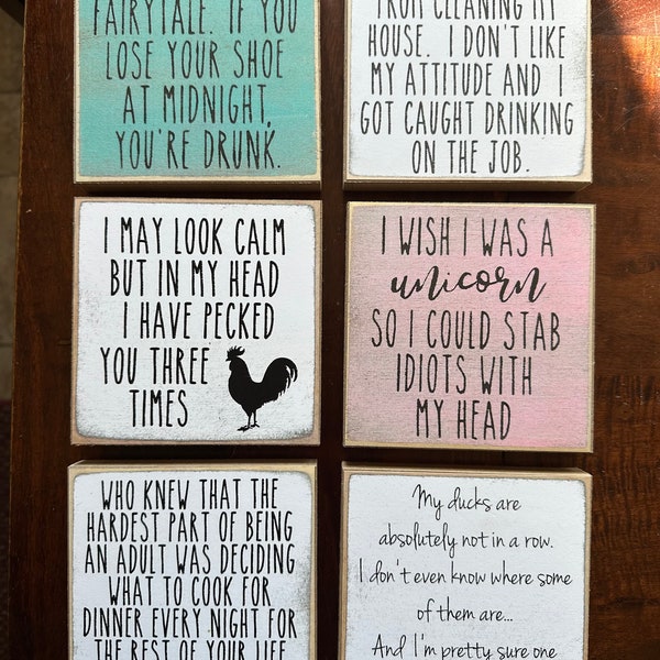 Small wood signs / Word blocks / Funny sayings