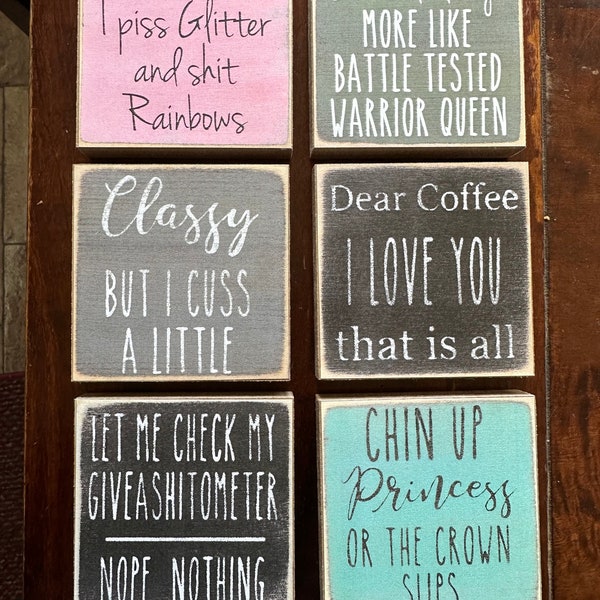 Small wood signs / Word blocks / Funny sayings