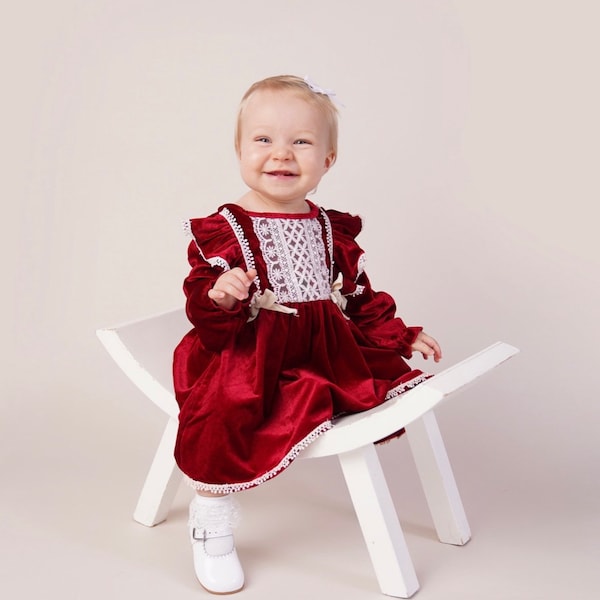 Red Christmas Dress, Xmas dress, Velvet Party Dress, Red