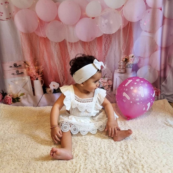 Acheter 0-24 mois bébé fille blanc sans manches dentelle robes d'été avec  bandeau