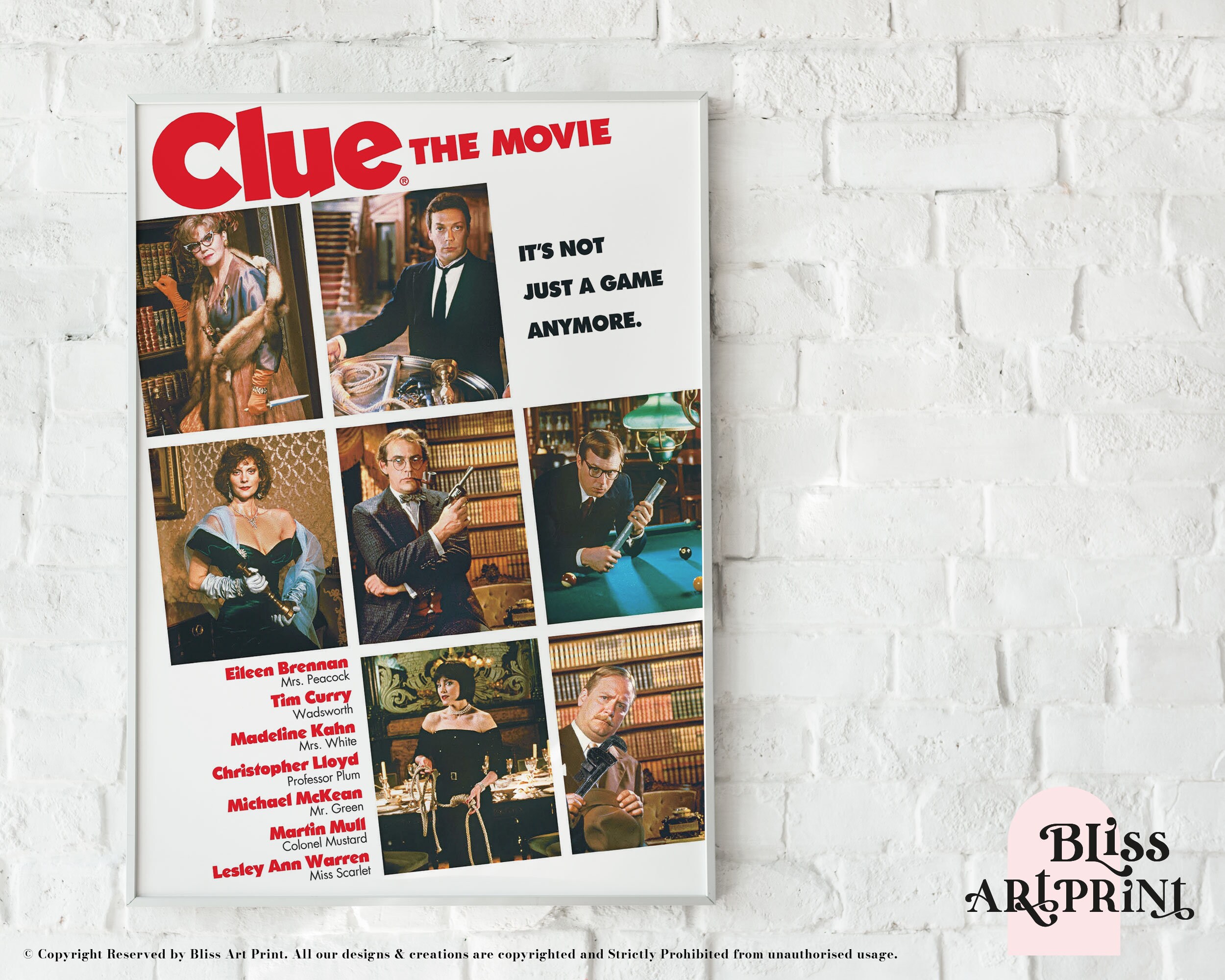 Clue the Movie Poster Movie Poster Movie Art Print Clue | Etsy