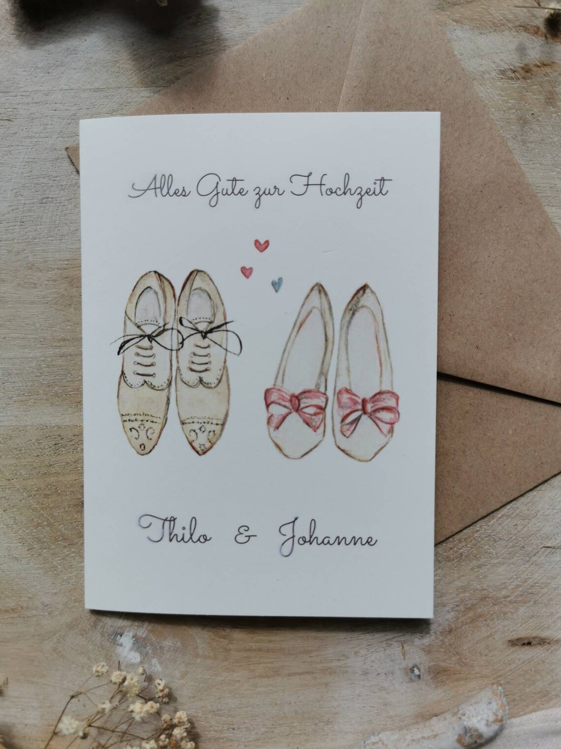 Klappkarte Hochzeit auf plattdeutsch und hochdeutsch personalisierbar