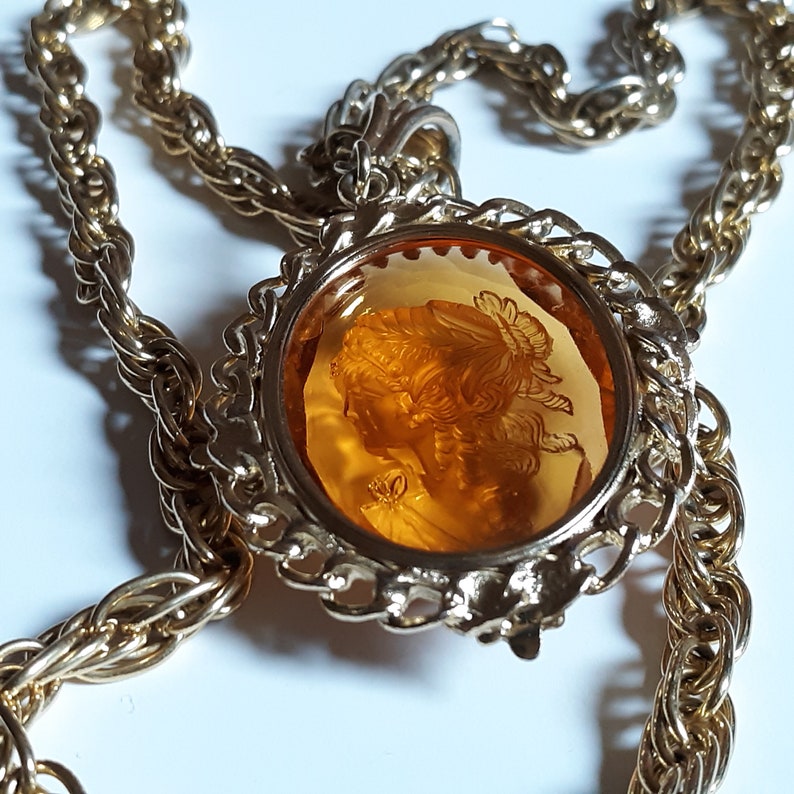 Circa 1960s Glass Cameo of Greek Goddess Style Triple Chain - Etsy