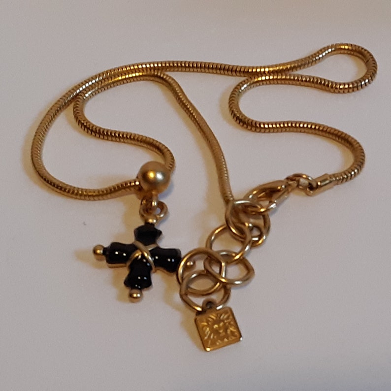 Vintage 16 1/2 Anne Klein Black & Gold Maltese Cross Etsy