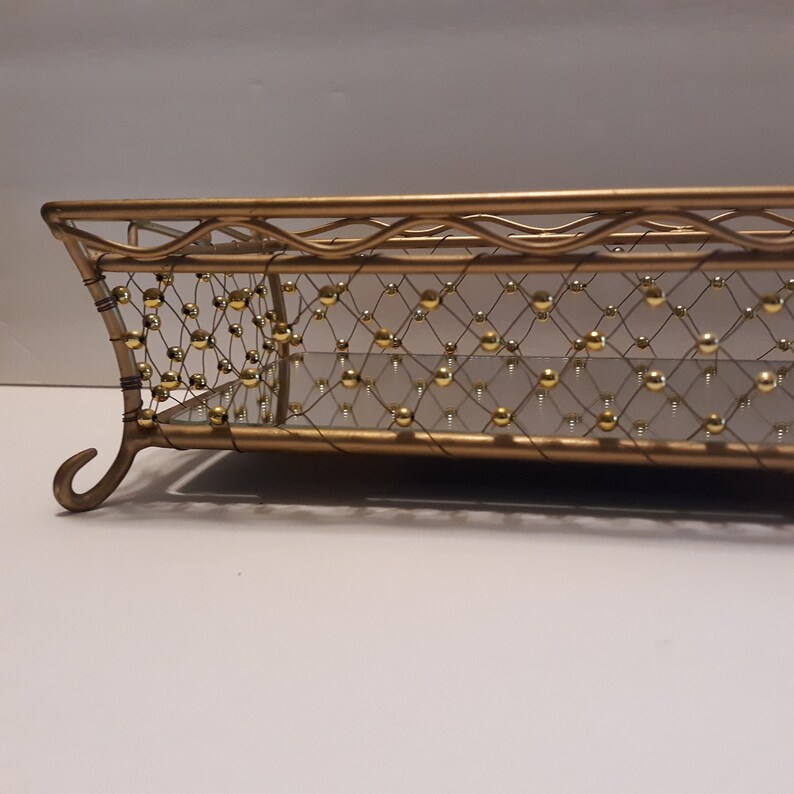 Circa 1970s Vanity Tray Mirror Bottom Basketweave Sides With Etsy