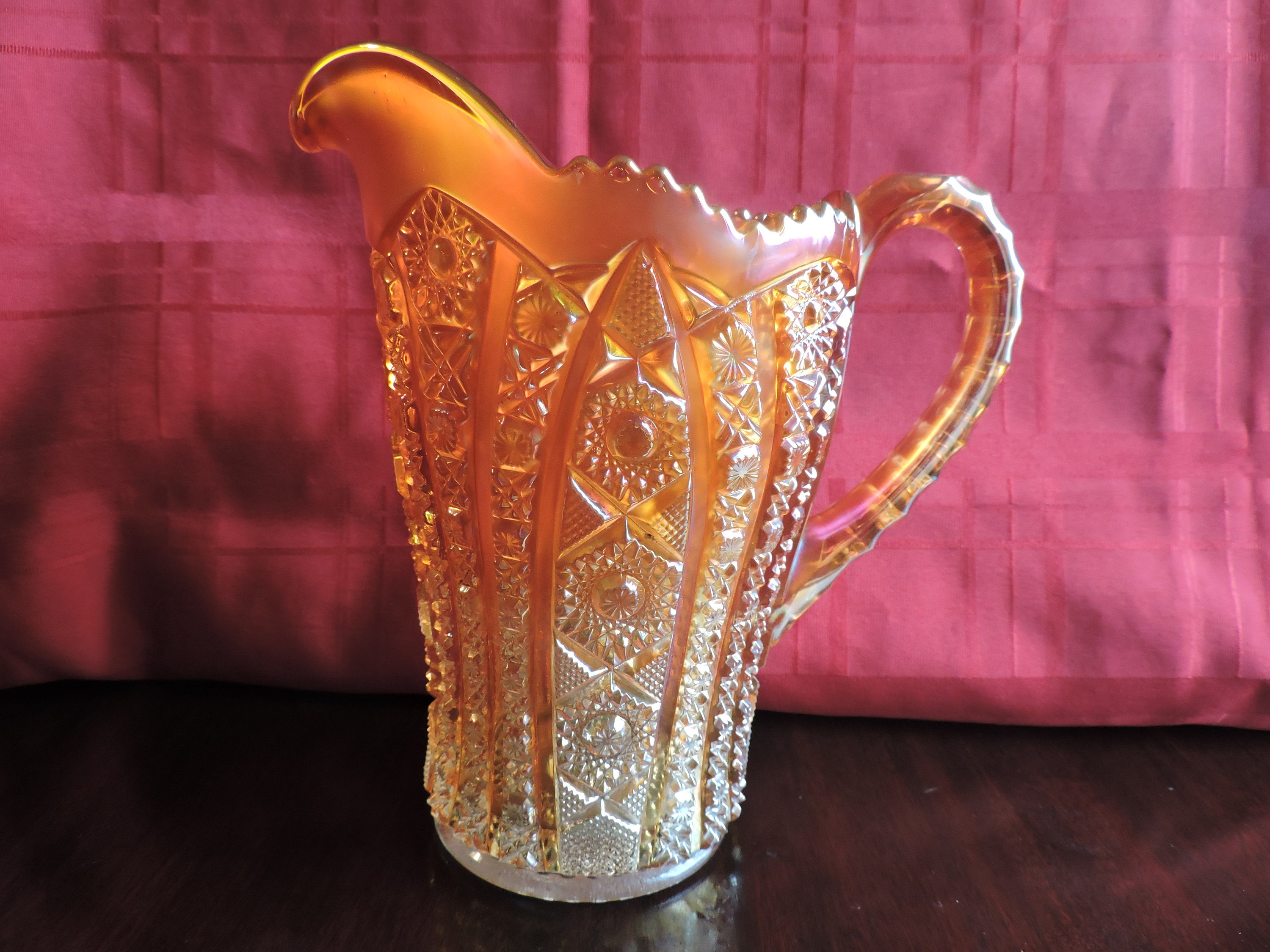 Imperial Glass Co. Marigold Carnival Glass 3 Pint Pitcher Etsy