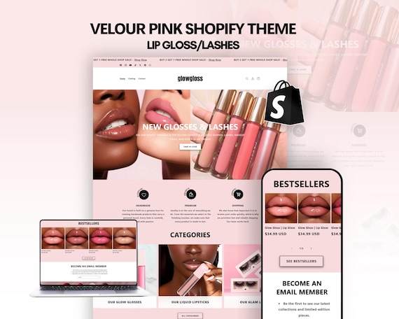 Lip Gloss Shopify Website | Shopify Website Template For Lip Gloss, Lash & Makeup Businesses