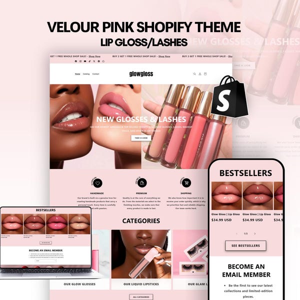 Lip Gloss Shopify Website | Shopify Website Template For Lip Gloss, Lash & Makeup Businesses