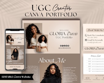 UGC Portfolio Template Canva | Website Template Canva | UGC Landing Page | Canva Website Template | Editable Canva Website