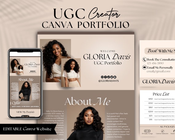 UGC Portfolio Template Canva | Website Template Canva | UGC Landing Page | Canva Website Template | Editable Canva Website