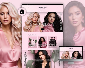 Hair Shopify Theme | Shopify Template Hair | Shopify Website Template For Hair/Beauty Businesses | Ecommerce Website Theme