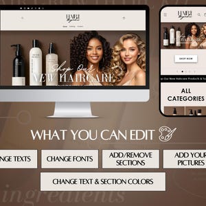 Shopify Theme Hair | Shopify website template for hair businesses | Editable Shopify website theme image 4
