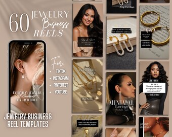 Jewelry Business Reel Templates | TikTok And Instagram Reels | Jewelry Promotion Reels | 60 Editable Canva Templates