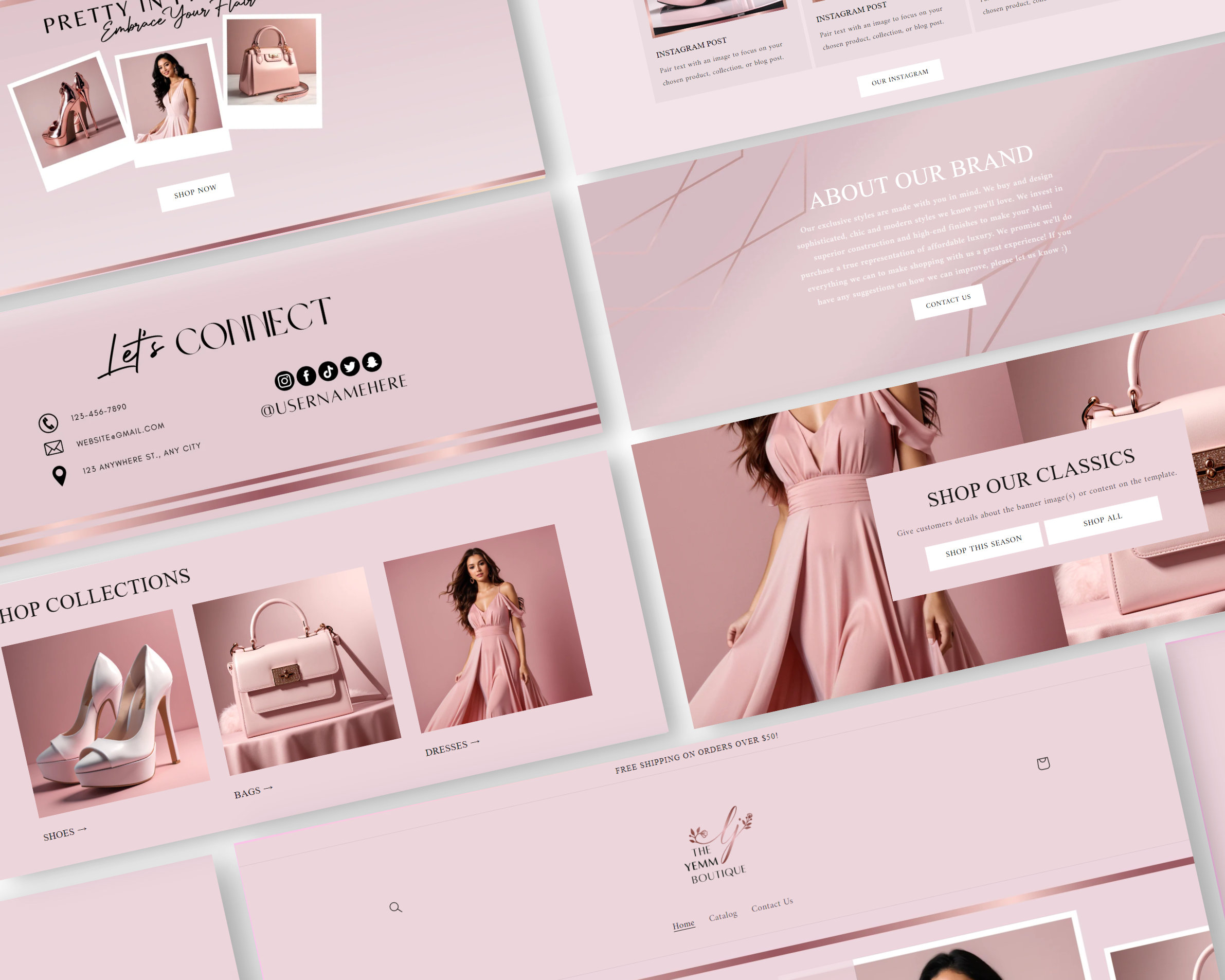 Shopify Theme | Rose Gold Shopify Website Template 2.0 | Pink & Rose ...