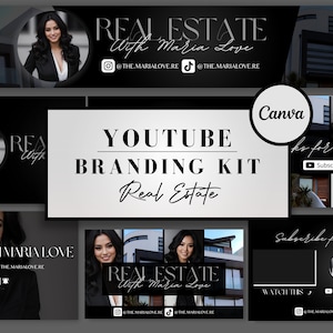 Real Estate YouTube Branding Kit l Editable Banners, Intros & Outro Templates l Editable Canva templates