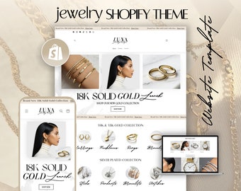 Sieraden Shopify-thema | Shopify-websitesjabloon luxe sieraden | Bewerkbaar Shopify-thema