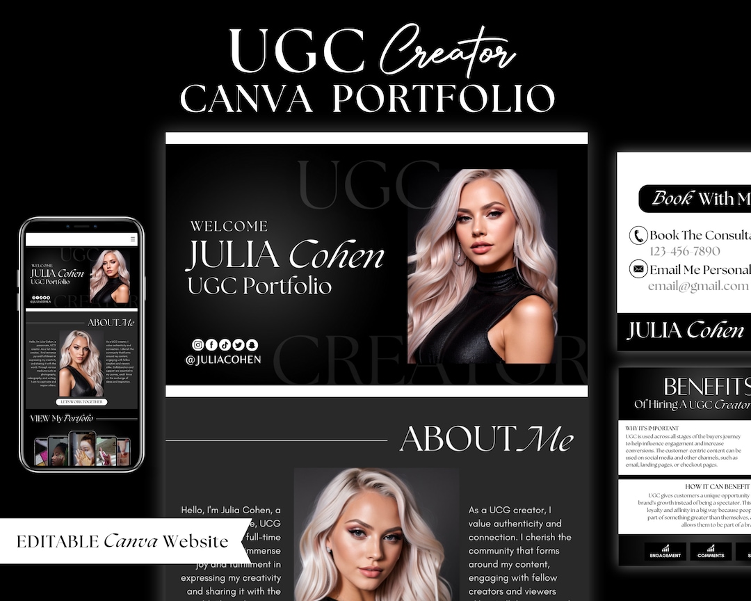 UGC Portfolio Template Canva | Website Template Canva | UGC Landing ...