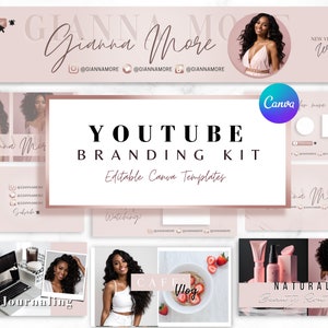 YouTube Branding Kit l Editable Banners, Intros, Outros & Thumbnail Templates l Editable Canva Templates