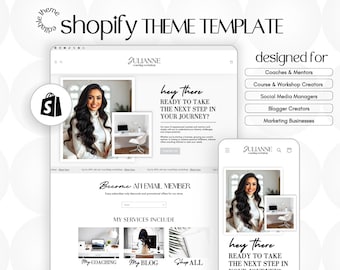 Shopify Theme Template, Shopify Template For Coaches, Bloggers, Social Media Managers & More, Shopify Theme Coaching, Shopify Template