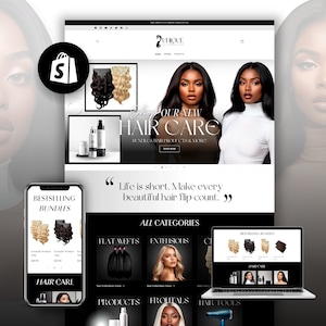 Hair Shopify Theme | Shopify Template Hair | Shopify Website Template For Hair/Beauty Businesses | Ecommerce Website Theme