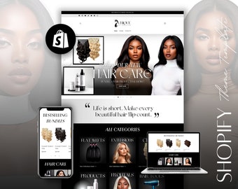 Hair Shopify Theme | Shopify Template Hair | Shopify Website Template For Hair/Beauty Businesses | Ecommerce Website Theme