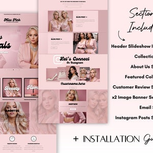 May include: A website mockup for a clothing and accessories store called "Miss Pink". The website features a pink color scheme and includes sections for new arrivals, shop categories, about us, and a blog. The website also includes a call to action to "Shop Now".