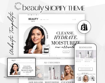 Shopify Theme beauty, luxury shopify website template for skincare and beauty businesses, shopify theme template