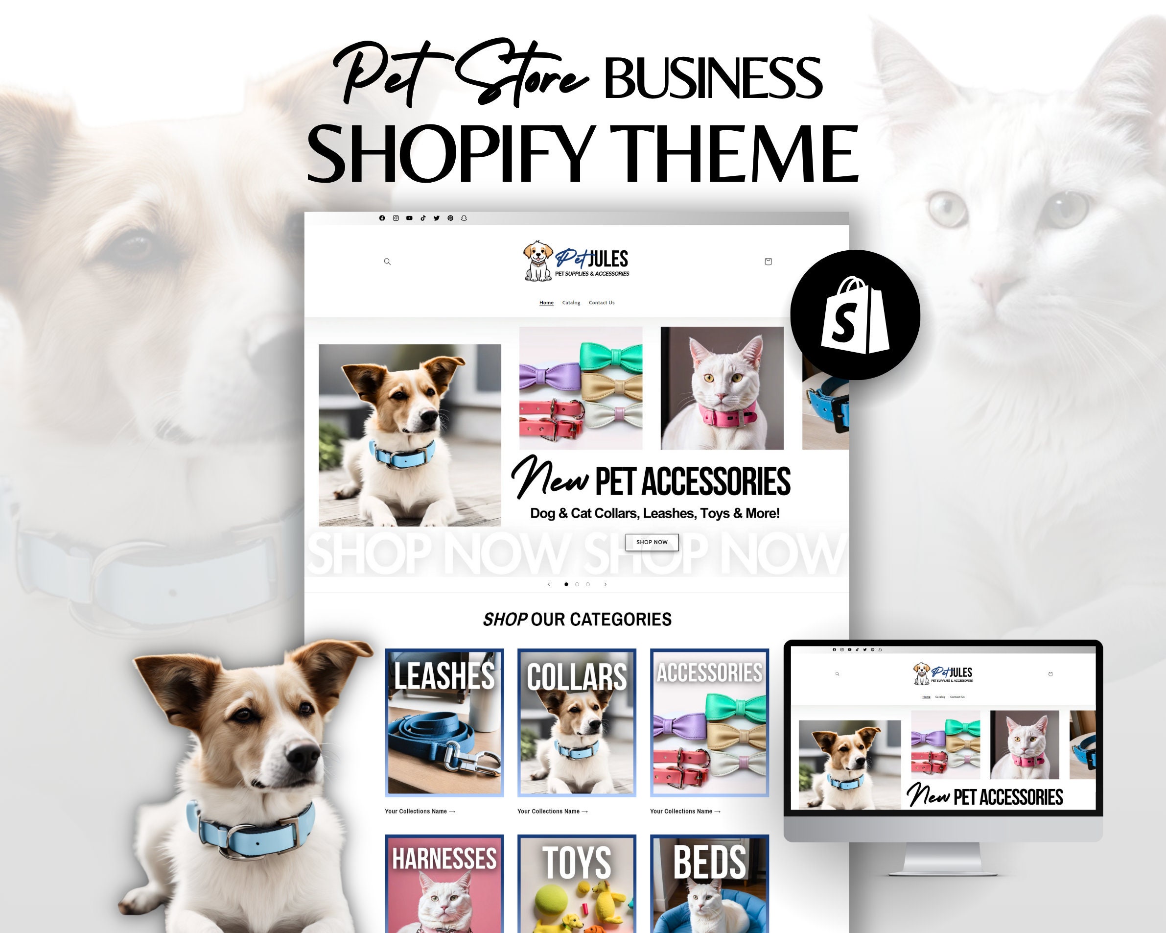 Shopify Theme Pet Store Website Template for Pet Stores Pet Accessories Website Shopify Theme Template Etsy
