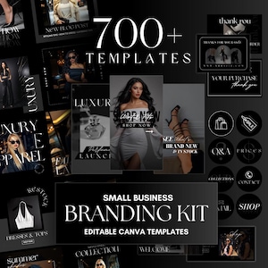 Más de 700 plantillas de marca comercial / kit de marca para crear uno mismo, kit de marca comercial, paquete de plantillas para emprendedores, paquete de marca para redes sociales