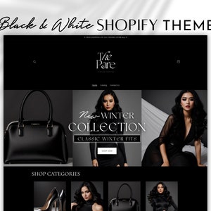 Shopify Theme | Black & White Shopify Website Template | Dark Luxury