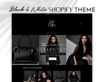 Shopify Theme | Black & White Shopify Website Template | Dark Luxury