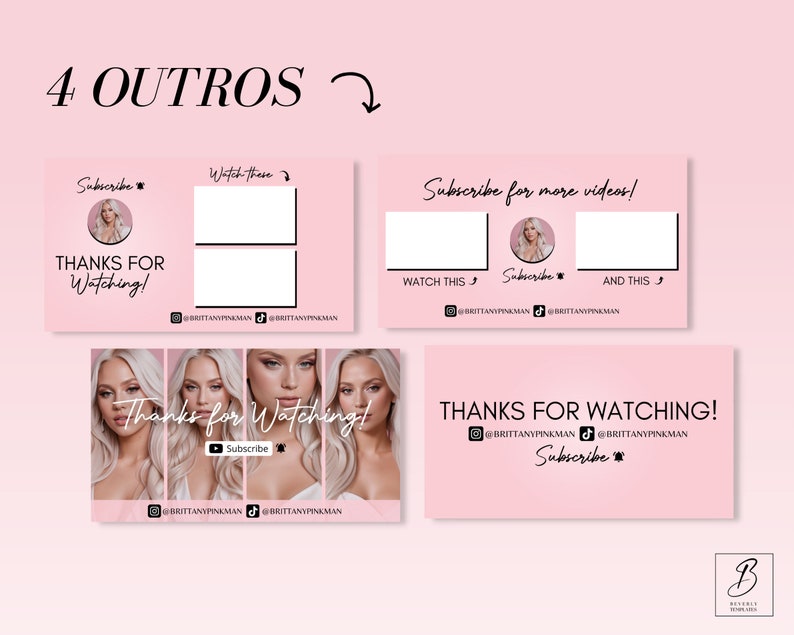 Youtube Branding Kit Pink L Editable Banners, Intros & Outro Templates ...