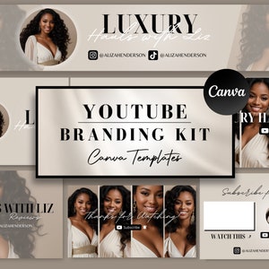 YouTube Branding Kit Luxury l Editable Banners, Intros & Outro Templates l Editable Canva templates