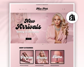 Pink Shopify Theme | All Pink Website Template | Boutique, Beauty & Hair Ecommerce Website Theme