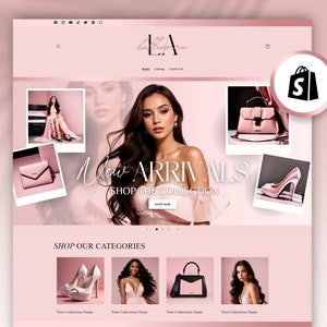 Boutique Website Template | Boutique Shopify Website Template Rose Gold | Ecommerce Website Template