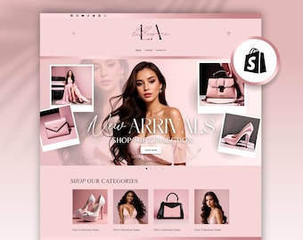Boutique Website Template | Boutique Shopify Website Template Rose Gold | Ecommerce Website Template