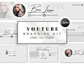 YouTube Branding Kit l Editable Banners, Intros & Outro Templates l Editable Canva templates