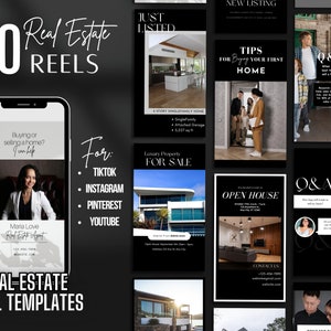 Real Estate Reel Templates | TikTok And Instagram Reels | Real Estate Promotion Reels For All Business Types | 60 Editable Canva Templates