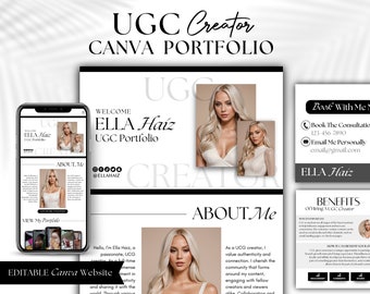 UGC Portfolio Template Canva | Minimal & Clean | Website Template Canva | UGC Landing Page | Canva Website Template | Editable Canva Website