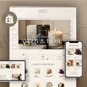 Shopify Theme Template For Candle Businesses | Neutral Shopify Website Template | Editable Shopify Theme
