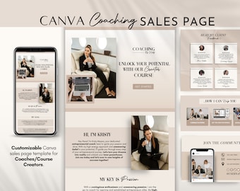 Canva Sales Page Template | Coaching Sales Page | Course Landing Page | Coaching Canva Website Template