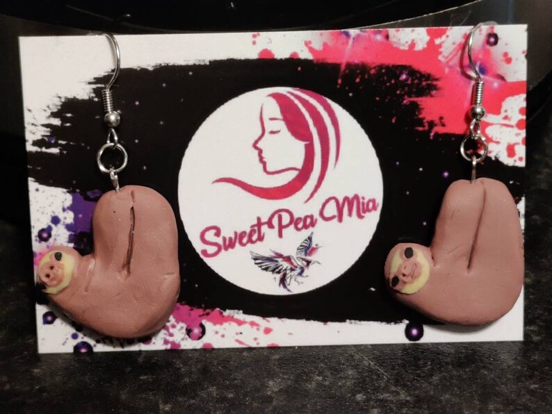 Sloth Earrings sloth Funky earrings novelty earrings cute gifts quirky Novelty gift Sloth gift cute earrings Handmade polymer clay